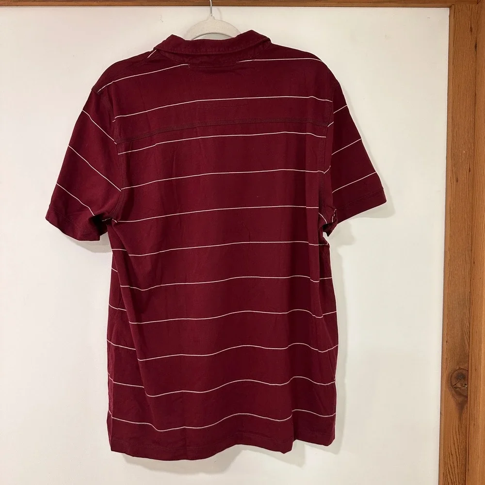 Banana Republic‎ Fitted Pima Polo Mens XL Burgundy White Stripe | Preppy Classic